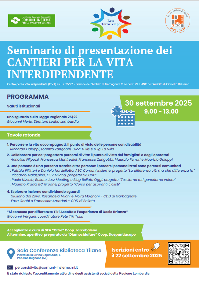 SEMINARIO DI PRESENTAZIONE DEI CANTIERI PER LA VITA INDIPENDENTE